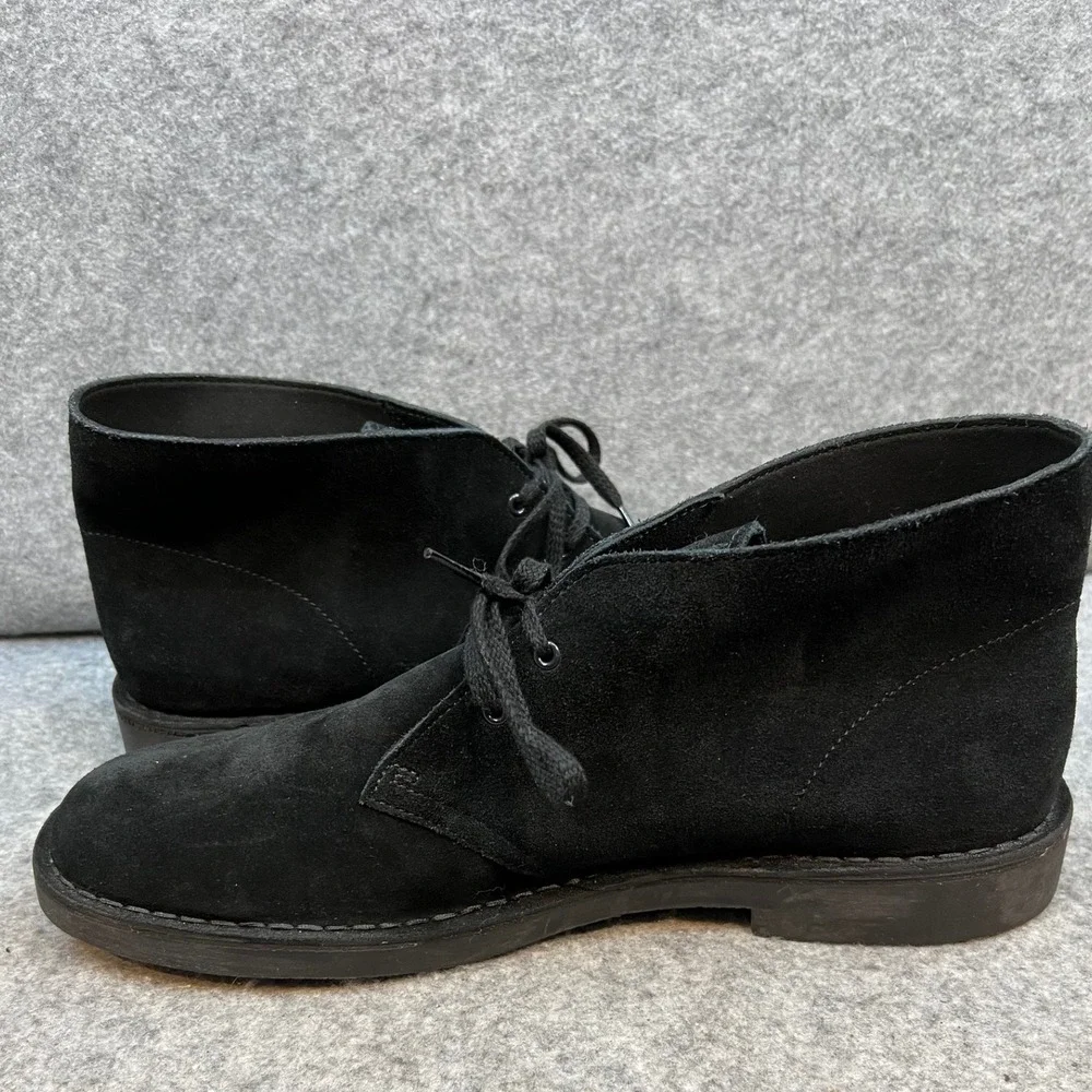 Clarks Mens Black Suede Desert Boots Chukka Ankle Lace Up Minimalist Size 13